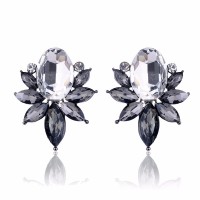 Smokey Gray Crystal Angel Wing Stud Earrings